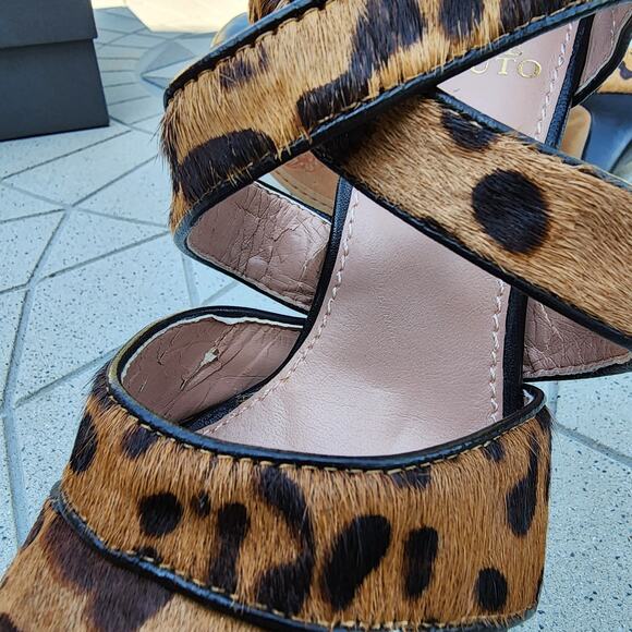Vince Camuto Melva Leopard Print Calf Hair Strappy Stiletto Sandals 7.5 - Picture 8 of 14
